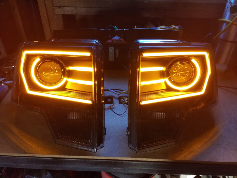Black OEM HID Style Retrofit Headlights for Halogen Equipped Trucks Only with White DRL(2009-2014 F150) - Eastern Shore Retros