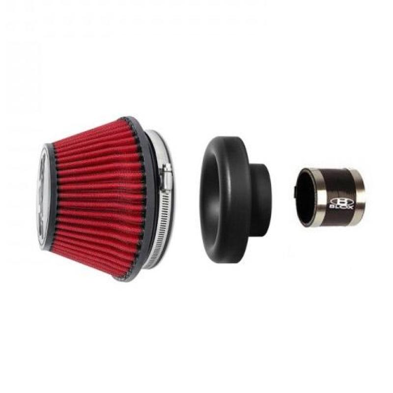 BLOX Racing Shorty Performance 5in Air Filter w/3.5in Velocity Stack and Coupler Kit - Black - Eastern Shore Retros