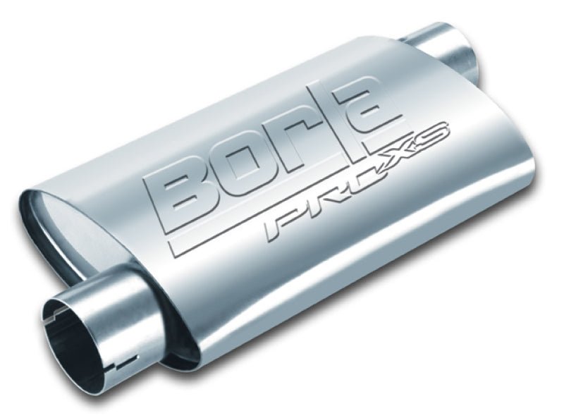 Borla Universal Pro-XS Muffler Oval 2.5in Inlet/Outlet Offset/Offset Notched Muffler - Eastern Shore Retros