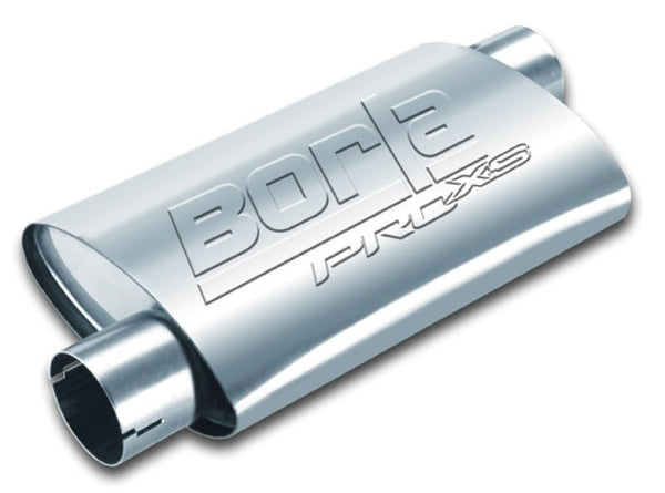 Borla Universal Pro-XS Oval 2in Inlet/Outlet Offset/Offset Notched Muffler - Eastern Shore Retros