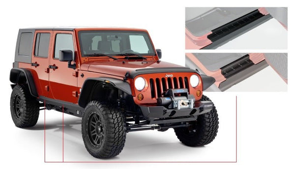 Bushwacker 07-18 Jeep Wrangler Unlimited Trail Armor Rocker Panel and Sill Plate Cover - Black - Eastern Shore Retros