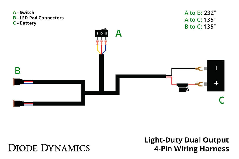 Light Duty Dual Output 4-pin Wiring Harness - Eastern Shore Retros