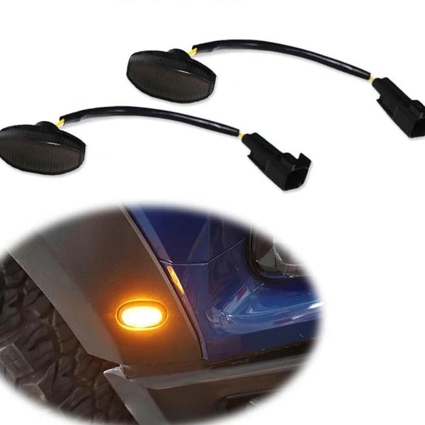 Smoked Lens Amber LED Front Side Marker Running Lights For 2010-2014 Ford  Raptor
